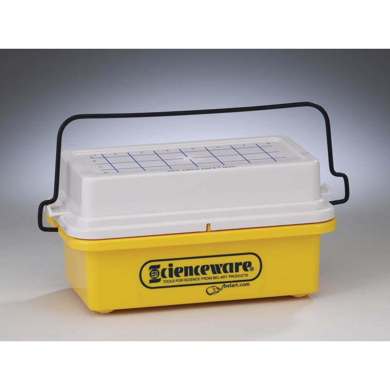 Bel-Art -15ºC Cryo-Safe Benchtop Cooler, 4x3 Layout, Holds 0.5, 1.5, and 2.0 mL Tubes or Vials, Yellow