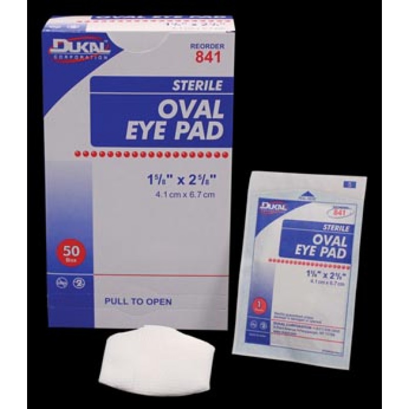 Dukal Corporation 841 Eye Pad, Oval, 1 5/8" x 2 5/8", Sterile, 50/bx, 12 bx/cs