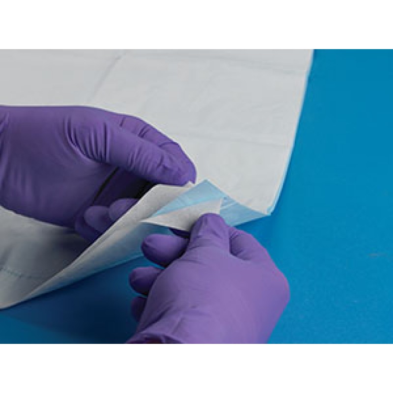 Busse Hospital Disposables, Inc. 695 Towel, Non-Sterile, Nonfenestrated, Autoclavable: Polypropylene Film Center, Blue/ White, Bulk Packed 500/cs