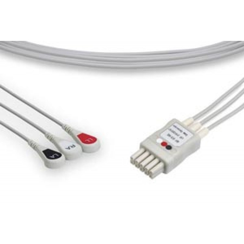 Cables and Sensors LDT3-90S0 ECG Leadwire, 3 Leads Snap, Mindray > Datascope Compatible w/ OEM: 0012-00-1503-04, 0012-00-1503-05, 0012-00-1503-06, LW-2910S29/3A (DROP SHIP ONLY) (Freight Terms are Prepaid & Added to Invoice - Contact Vendor for Specifics)