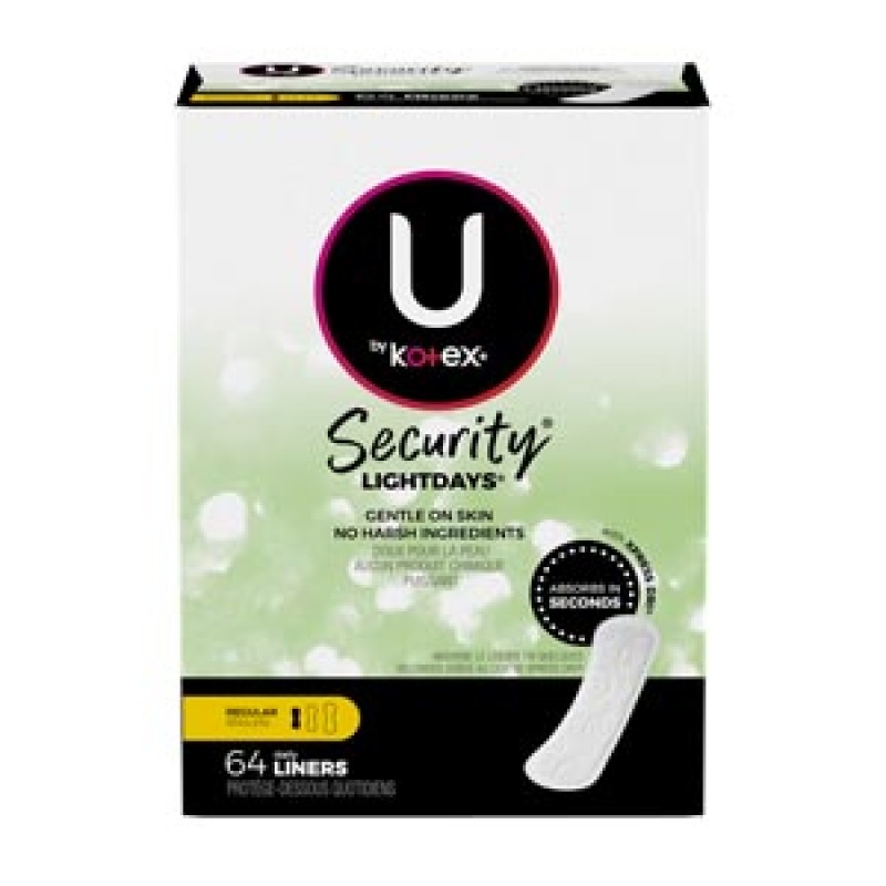 Kimberly-Clark Consumer 01396 U by Kotex® Security® Panty Liner, Light Absorbency, Regular Length, Unscented, 64/pk, 8 pk/cs