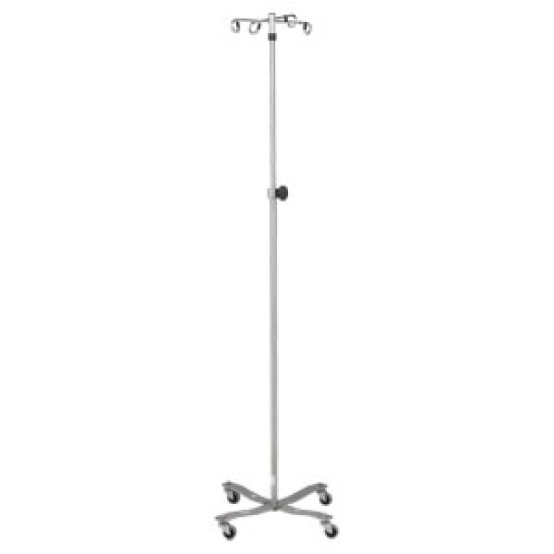 Blickman Industries 0571410400 IV Stand, 4 Hook, Tru Loc Mechanism, 4 Leg, Flat Band Stainless Steel Base (DROP SHIP ONLY)