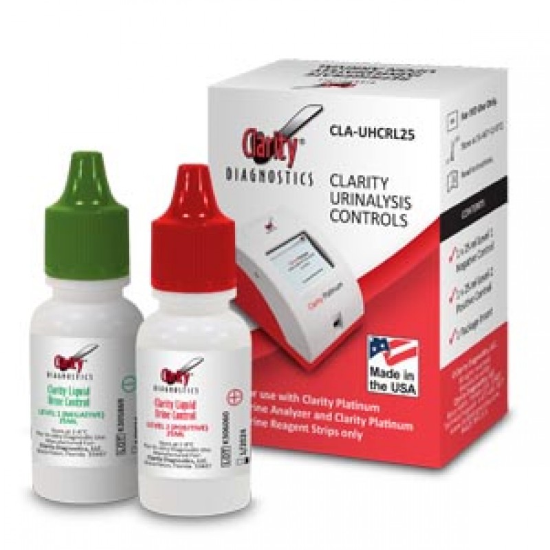 Clarity Diagnostics, LLC CLA-UHCRL25 Clarity Platinum Urinalysis Controls, with (1) 25 ml Level1/Negative and (1) 25 ml Level2/Positive, For use ONLY with Clarity Platinum Urine Analyzer ONLY and Visual Read Clarity Microalbumin - Creatinine Test Streps -