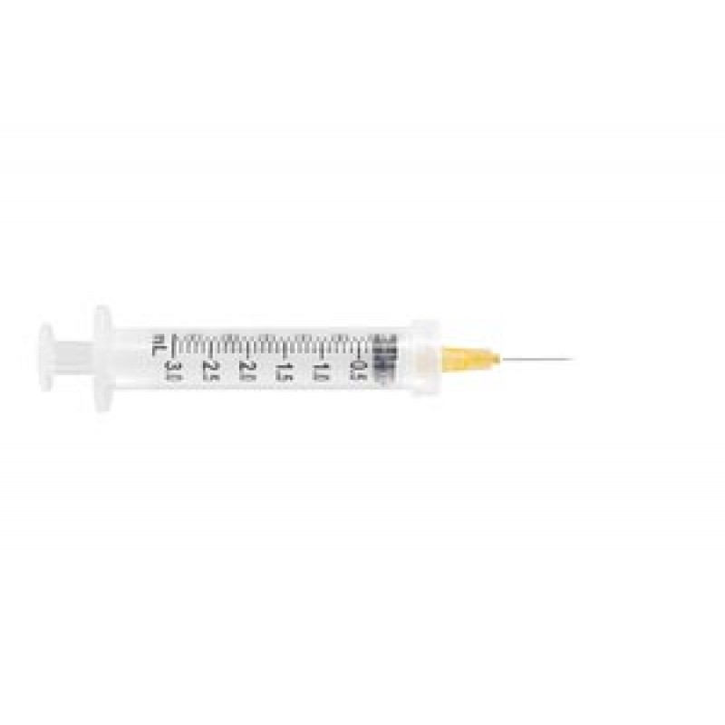 UltiMed, Inc. 63007 Safety Syringe, Detachable Needle, 3mL, 25G x 5/8", 100/bx
