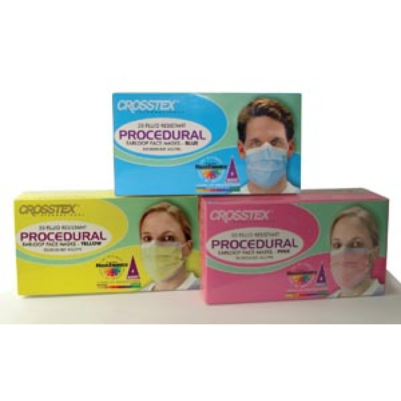 Crosstex International GCPPK ASTM Level 2 Mask, Pink, Latex Free (LF), 50/bx, 10 bx/ctn