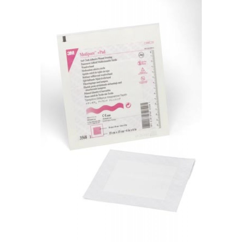 3M Health Care 3568 Wound Dressing, 6" x 6", Pad Size 4" x 4½", 25/bx, 4 bx/cs (Continental US+HI Only)