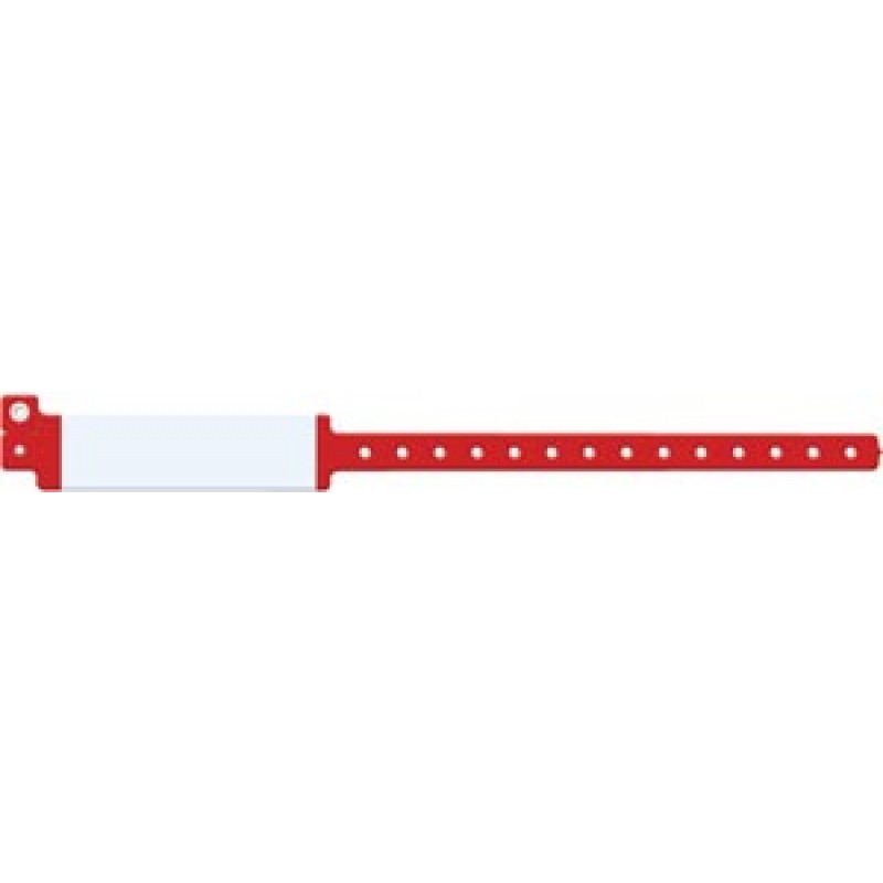 Medical ID Solutions 224C Wristband, Adult, Imprinter Vinyl, Custom Printed, Red, 500/bx