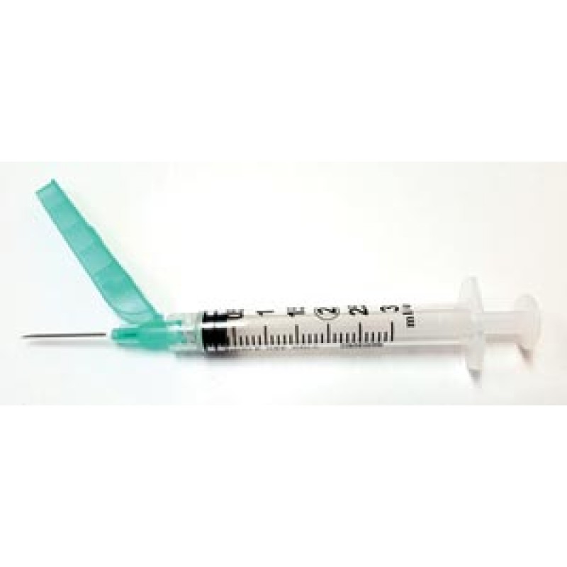 Exel Corporation 27105 Safety Syringe (3 mL) w/ Safety Needle (21G x 1"), 50/bx, 8 bx/cs