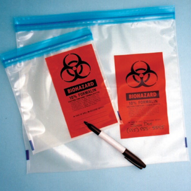 4974 Globe Scientific Formalin Storage Bag , Serinex, 9" W   X   12" H, Ziplock Closure  (Pack of 1000)