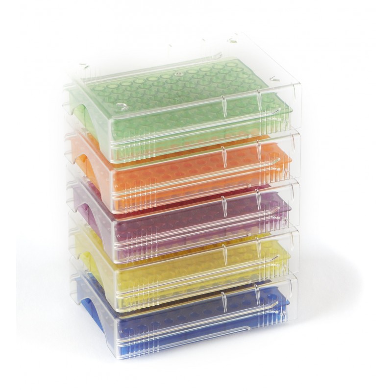 HS120538 Heathrow Scientific Low Temperature PCR Rack 96 Well, Fits 0.2 ml tube, Pack of 5, Multicolor