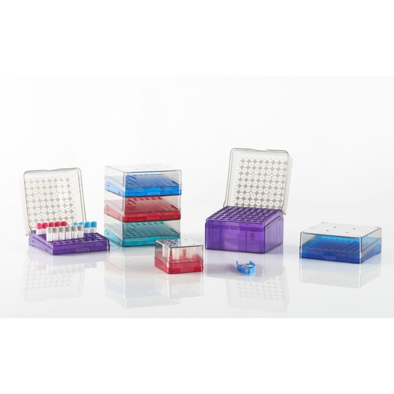 Heathrow Scientific 25-Place Arctic Squares® Cryobox, Holds 2.0mL Cryovials, Red