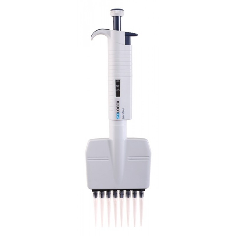 712112129999Scilogex MicroPette Air Displacement ,8 Channel 50 - 300 µL Manual Adjustable Volume  Set of 1 White