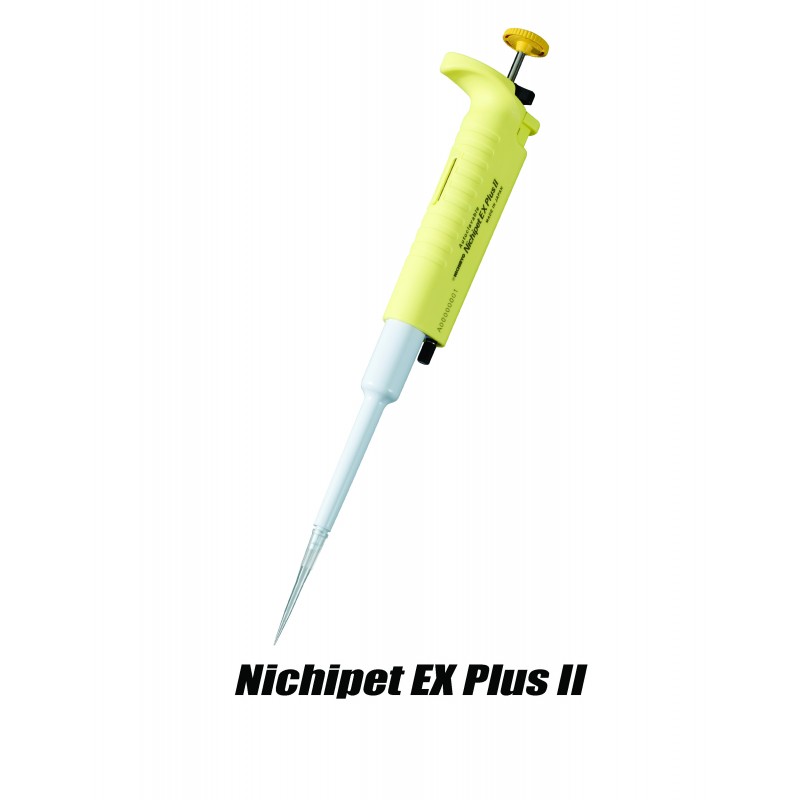 00-NPLO2-100Nichiryo Nichipet Ex Plus II Air Displacement ,Single Channel 10 - 100 µL Manual Adjustable Volume  Set of 1 Yellow