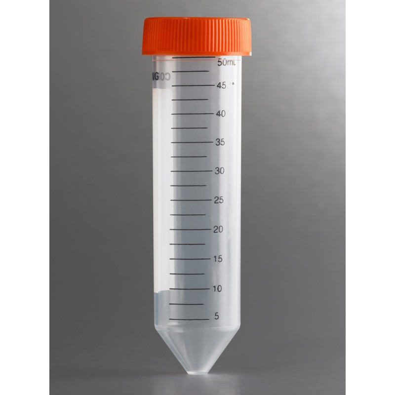 Corning® 430290 50 mL PP Centrifuge Tubes, Conical Bottom with Plug Seal Cap, Bulk Packed, Sterile, 25/Pack, 500/Case-