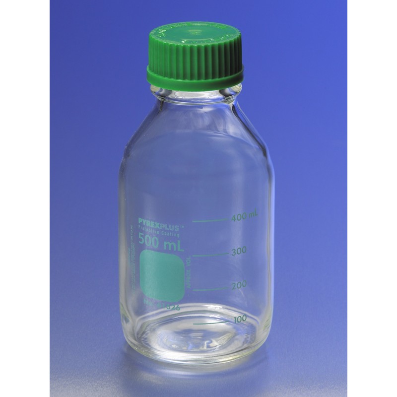 PYREXPLUS® PVC-Coated 1L Round Media Storage Bottles, with GL45 Screw Cap