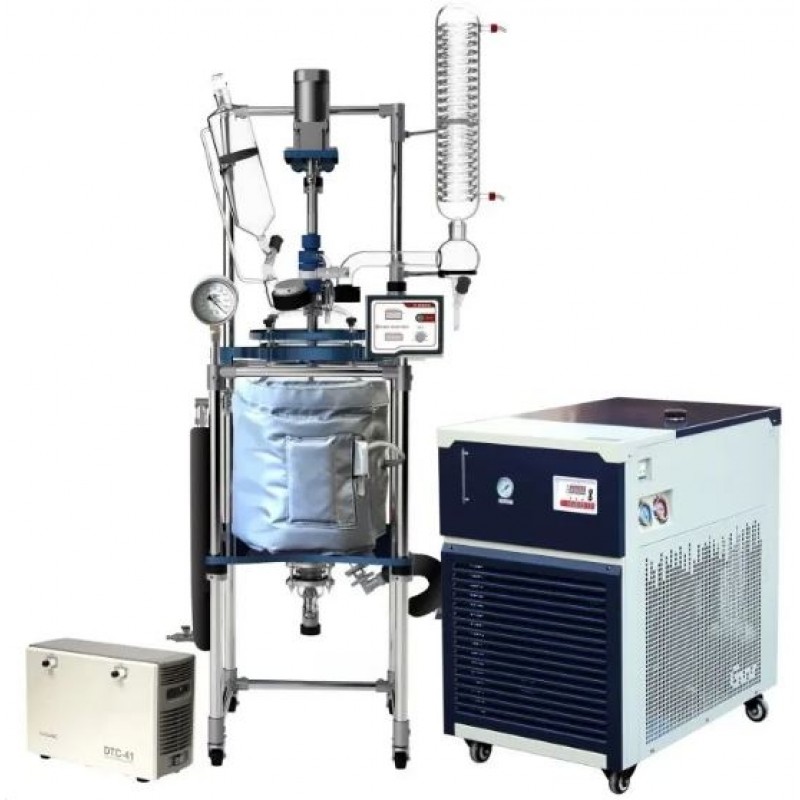 Across International 20L Single Jacketed Glass Reactor W/ Chiller & Pump R20-C30-DTC41 