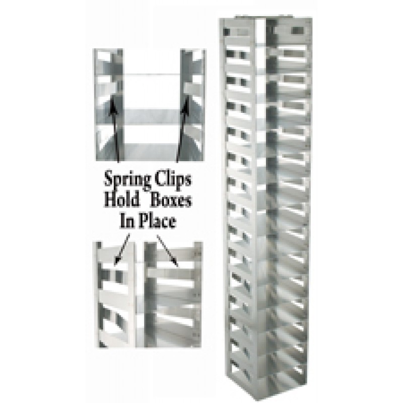 Argos Technologies Chest Freezer Vertical Spring Clip Rack for 2" Cryoboxes, Holds 15 Boxes, Stainless Steel (1 Rack)