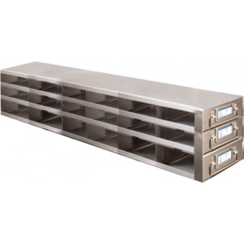 Argos Technologies Upright Freezer Drawer Rack for 96 - Well  Plates,384 - Well  Plates, Holds 54 Plates w/ Lid, Stainless Steel (1 Rack)