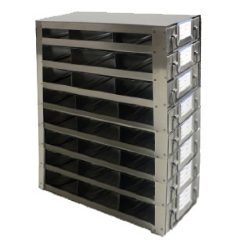 Argos Technologies Upright Freezer Drawer Rack for 25 Place Slide Boxes, Holds 24 Boxes, Stainless Steel (1 Rack)