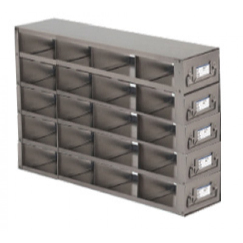 Argos Technologies Upright Freezer Drawer Rack for Matrix Boxes, Holds 20 Boxes, Stainless Steel (1 Rack)