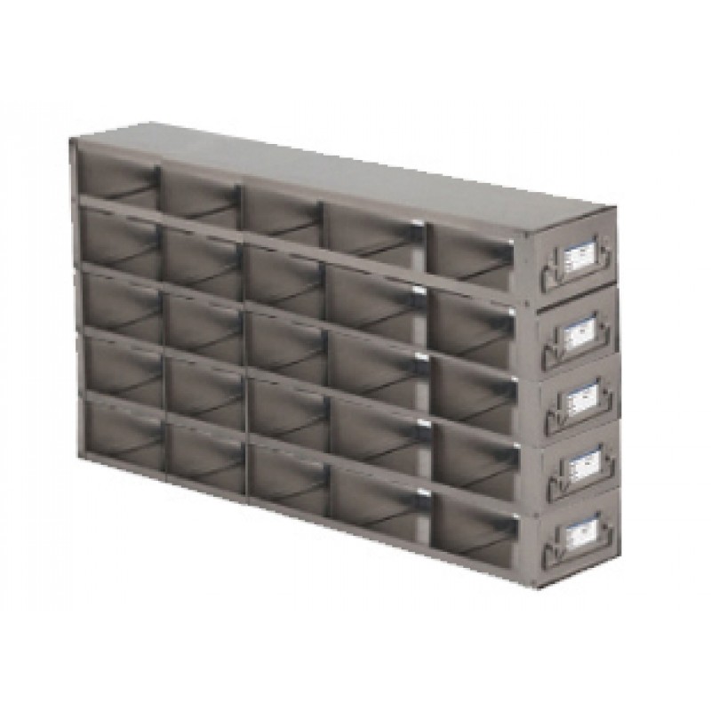 Argos Technologies Upright Freezer Drawer Rack for Matrix Boxes, Holds 25 Boxes, Stainless Steel (1 Rack)