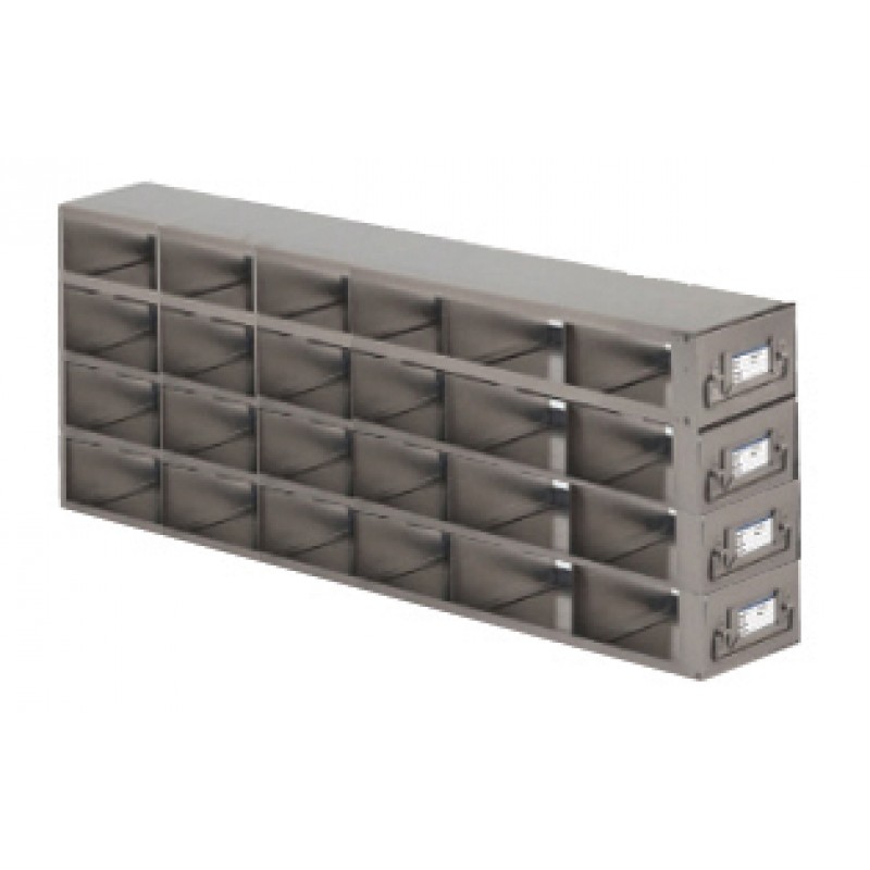 Argos Technologies Upright Freezer Drawer Rack for Matrix Boxes, Holds 24 Boxes, Stainless Steel (1 Rack)