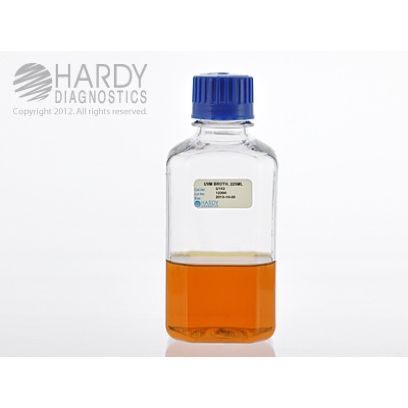 Hardy Diagnostic U153 Liquid Culture Media, UVM Broth Bottle,  225 mL, 365 Day Shelf Life (Pack of 10)