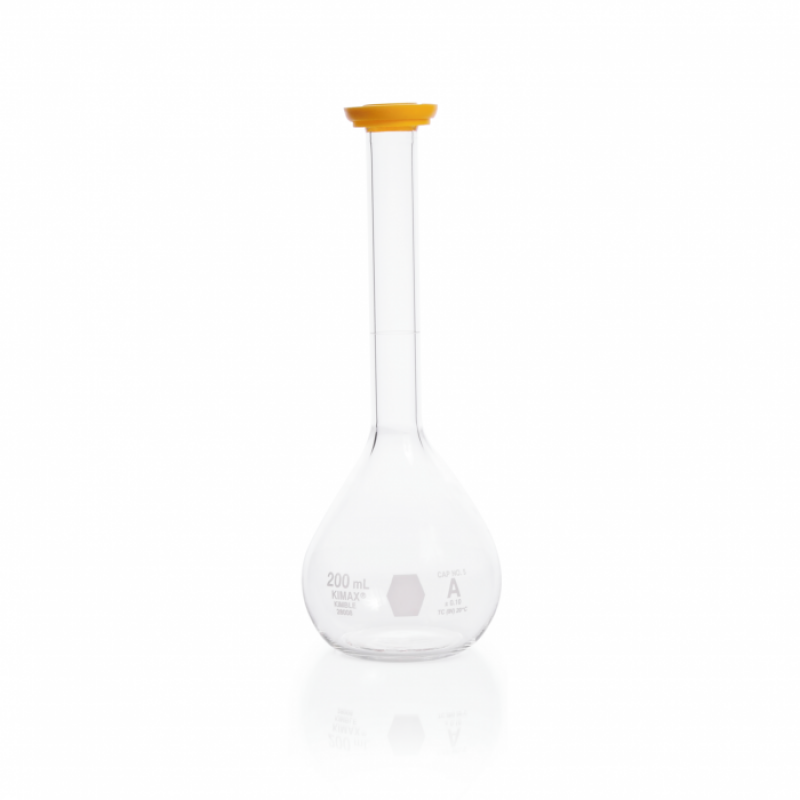 KIMBLE® 28010-200 KIMAX® Volumetric Flask, Snap Cap, 200 mL