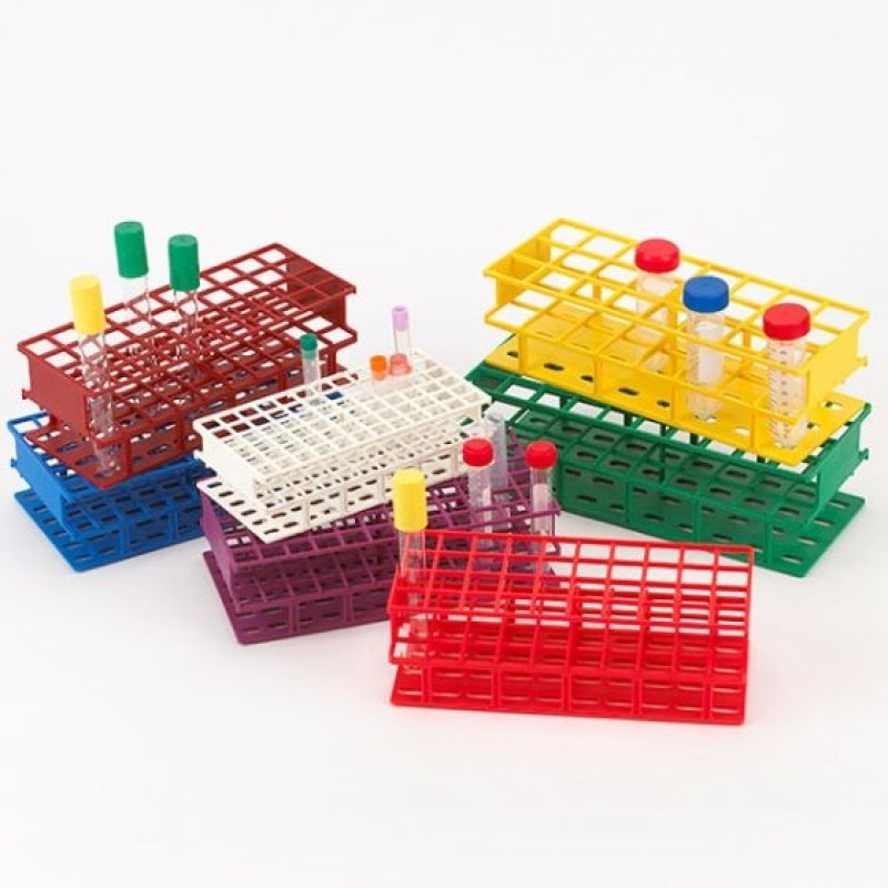 Globe Scientific Wireless Tube Rack - Full size, 16mm, 72 place, Blue, 456540B