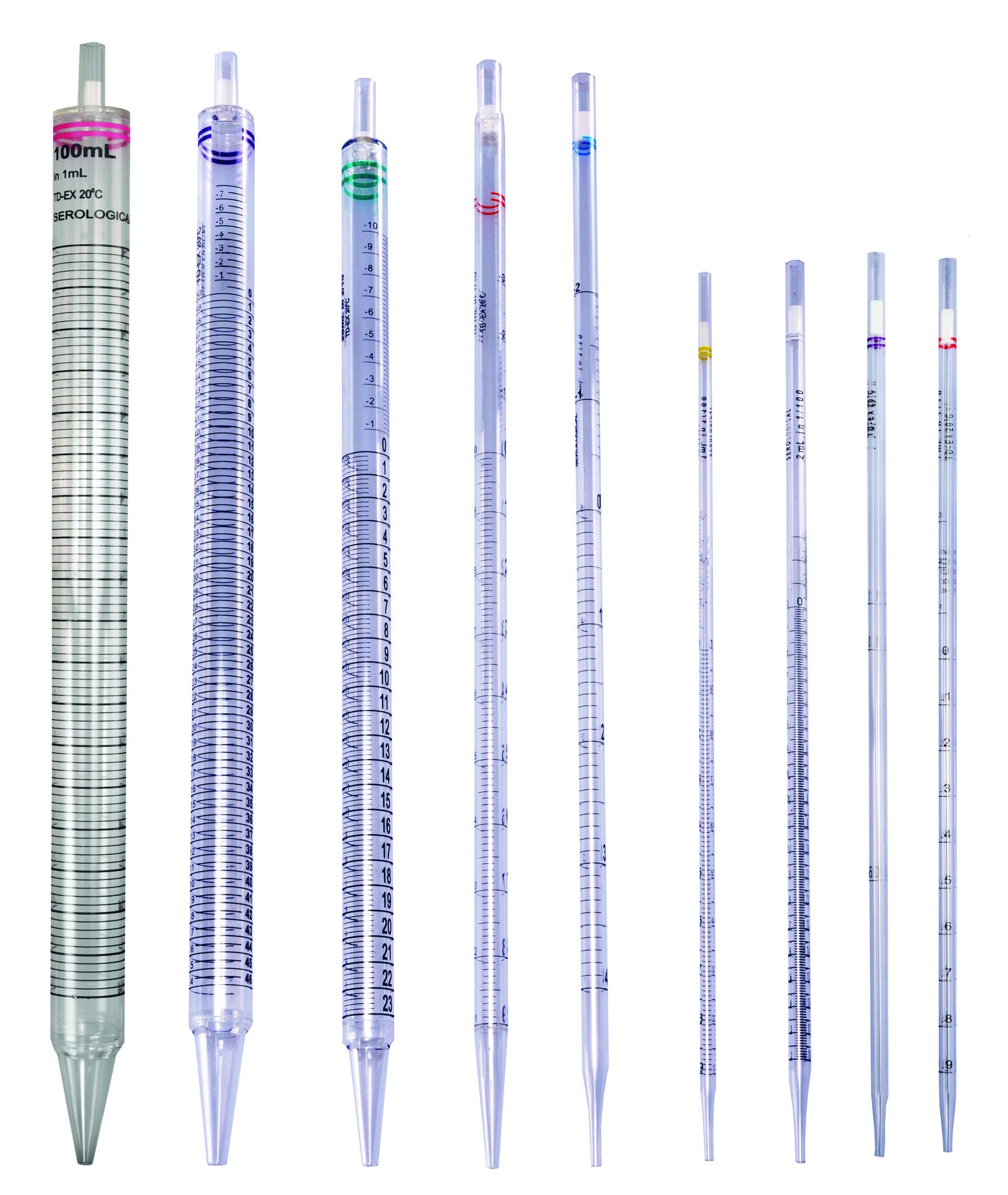 Green Striped Standard Tip 2mL Capacity Adamas-Beta Serological Pipette Individually Wrapped Sterile Case of 100 