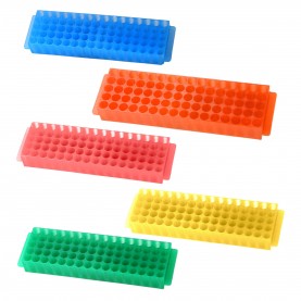 Bio Plas 80-Well Microcentrifuge Tube Rack, Fits 0.5, 1.5, 1.8, and 2.0mL Tubes, Assorted Colors (Pack of 5)