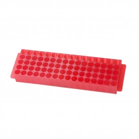 0068 Bio Plas 80-Well Microcentrifuge Tube Rack, Fits 0.5, 1.5, 1.8, 2.0mL Tubes, Red