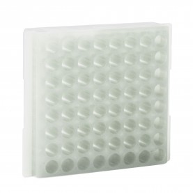 Bio Plas 64-Well Reversible Microtube Rack, Fits 0.5, 1.5, 2.0mL Tubes, Clear