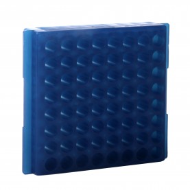 0082 Bio Plas 64-Well Reversible Microtube Rack, Fits 0.5, 1.5, 2.0mL Tubes, Blue