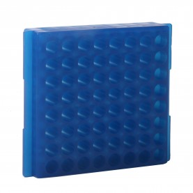 0082F Bio Plas 64-Well Reversible Microtube Rack, Fits 0.5, 1.5, 2.0mL Tubes, Fluorescent Blue