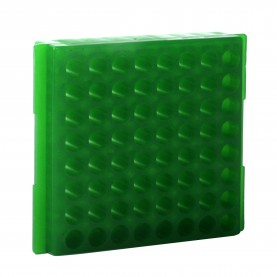 0083 Bio Plas 64-Well Reversible Microtube Rack, Fits 0.5, 1.5, 2.0mL Tubes, Green