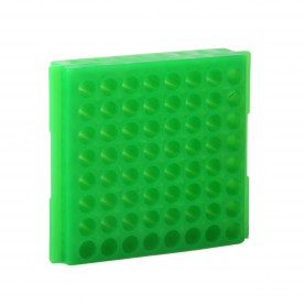 0083F Bio Plas 64-Well Reversible Microtube Rack, Fits 0.5, 1.5, 2.0mL Tubes, Fluorescent Green