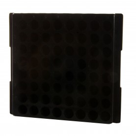 0089 Bio Plas 64-Well Reversible Microtube Rack, Fits 0.5, 1.5, 2.0mL Tubes, Black