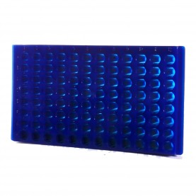 0092F Bio Plas 96-Well Reversible Microtube Rack, Fits 0.5, 1.5 and 2.0mL Tubes, Fluorescent Blue