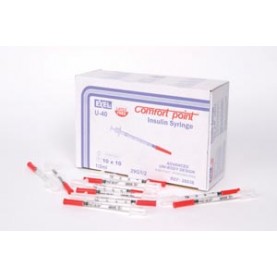 Exel Corporation 26036 Insulin Syringe, ½cc, U-40, 29G x ½", 100/bx, 5 bx/cs, FOR VETERINARY USE ONLY