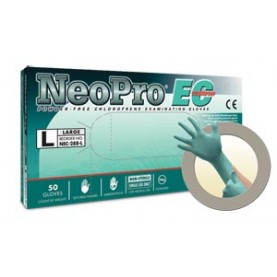 Ansell NEC-288-L Exam Gloves, PF Chloroprene, Latex-Free, Extended Cuff & Textured Fingers, Green, Large, 50/bx; 10 bx/cs (US Only)