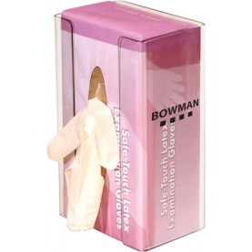 Bowman Manufacturing Company, Inc. GP-013 Glove Box Dispenser, Single with Flexible Spring, Holds One Box of Gloves, Two-Way Keyholes For Vertical or Horizontal Wall Mounting, Clear PETG Plastic, 5 11/16"W x 9 7/8"H x 3 15/16"D (Made in USA)