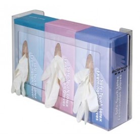 Bowman Manufacturing Company, Inc. GP-015 Glove Box Dispenser, Triple, Holds Three Boxes of Gloves, Two-Way Keyholes For Vertical or Horizontal Wall Mounting, Clear PETG Plastic, 15 13/16"W x 10"H x 3 13/16"D (Made in USA)