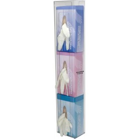 Bowman Manufacturing Company, Inc. GP-107 Glove Box Dispenser, Triple, Space Saver, Holds Three Boxes of Gloves (End-to-End), Two-Way Keyholes For Vertical or Horizontal Wall Mounting, Clear PETG Plastic, 5½"W x 30 1/8"H x 3 15/16"D (Made in USA)