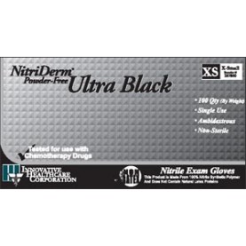 Innovative Healthcare Corp., Inc. 187200 Gloves, Exam, Medium, Nitrile, Chemo & Fentanyl Tested, Non-Sterile, PF, Textured, Black, 100/bx, 10 bx/cs (96 cs/plt)