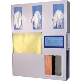 Bowman Manufacturing Company, Inc. LD-070 Protection Organizer, Holds Flat Pack or Launderable Gowns, Three Boxes of Gloves, One Box of Face Masks & One Box of Face Shields, Keyholes For Wall Mounting, Door Hanger Cut-Out, Quartz ABS Plastic, 20 1/16"W x 