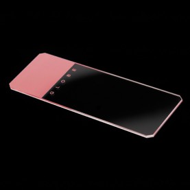 Globe Scientific Frosted Glass Microscope Slide, 25 x 75 mm, Beveled Edges, Clipped Corners, Pink Frosted on One Side, 144 Slides