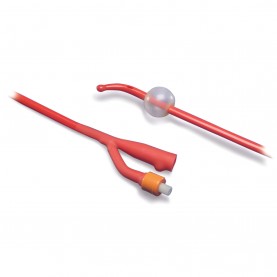 Coude Foley Catheter, 5cc, 2-Way, Red Latex, 20FR, 17"L, 12/ctn (Continental US Only)