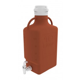 15K-2211-OEM EZgrip® Carboy, 10L, Amber HDPE, 83B Cap (with Spigot), Foxx Life Sciences 