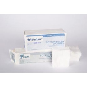 TIDI Products, LLC 908224 Cotton-Filled Sponge, 8-Ply, 4" x 4", Non-Sterile, 100/bg, 20 bg/cs